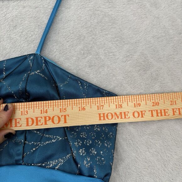 Vtg Y2K Babydoll Bubble Dress M/L? Blue Mesh Satin Sparkle Fairy Whimsy Party - Picture 9 of 12